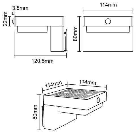 Aplică LED solară Zuma Line WT33811 GRID LED/4,5W/2000mAh IP44 negru