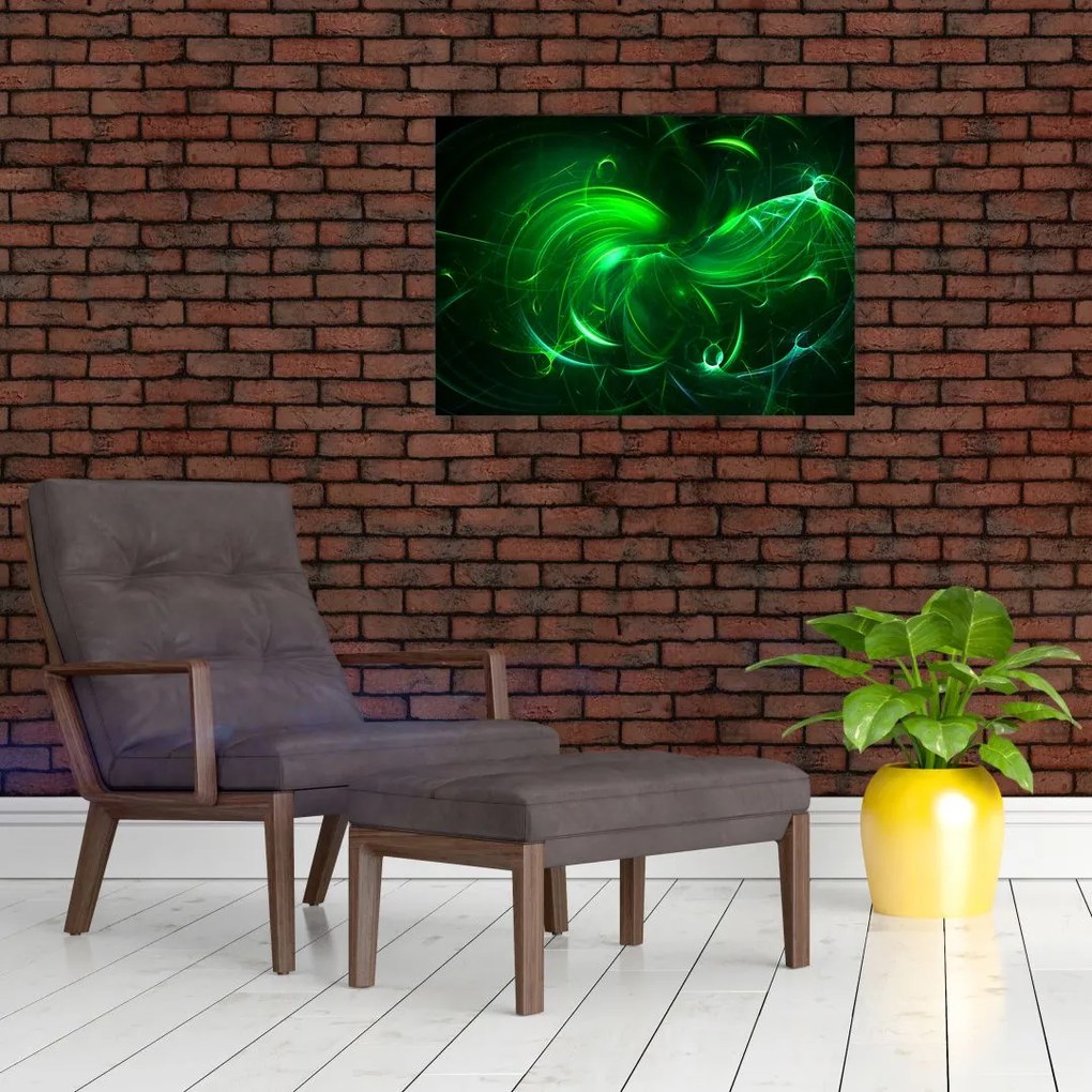 Tablou pe sticlă - abstracție verde (70x50 cm)