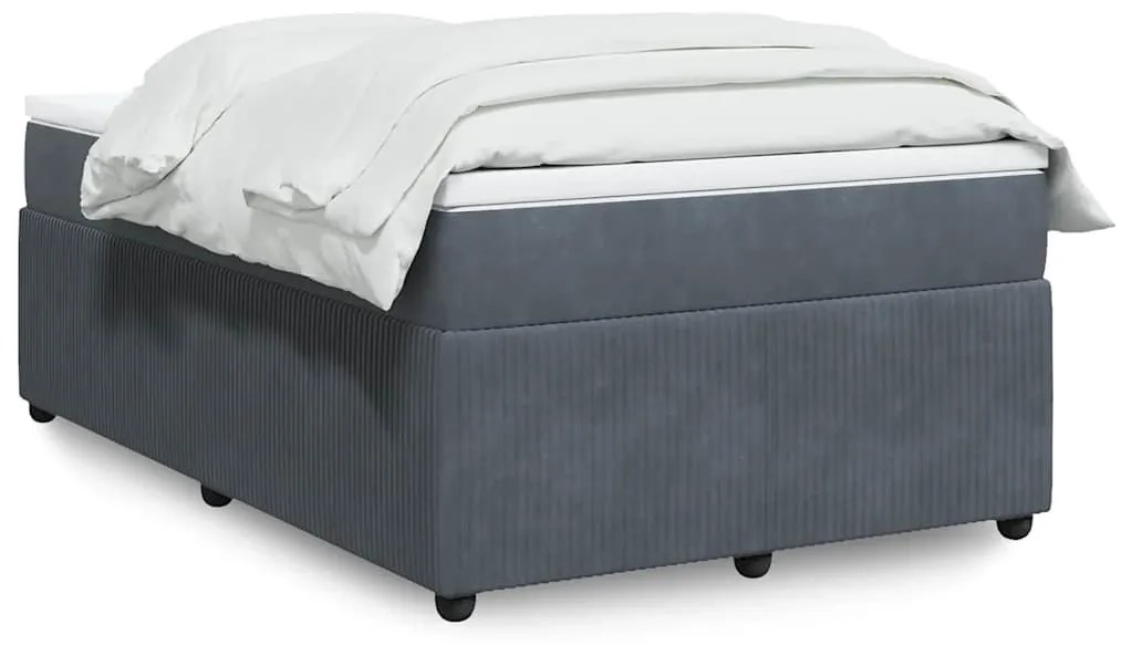 vidaXL Pat box spring cu saltea, gri închis, 120x190 cm, catifea