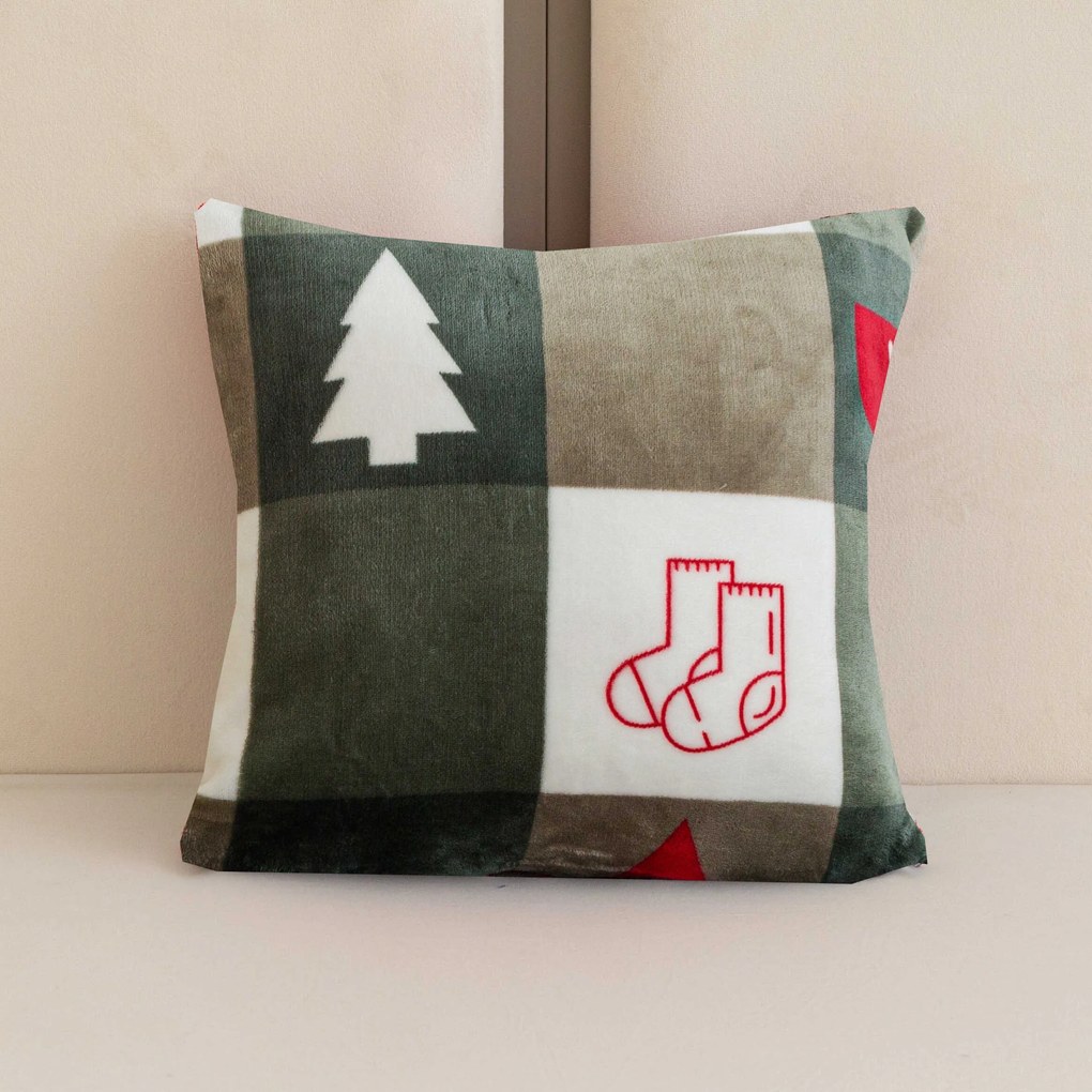 Fata de perna din microplus CHRISTMAS SOCKS 45x45 cm, verde