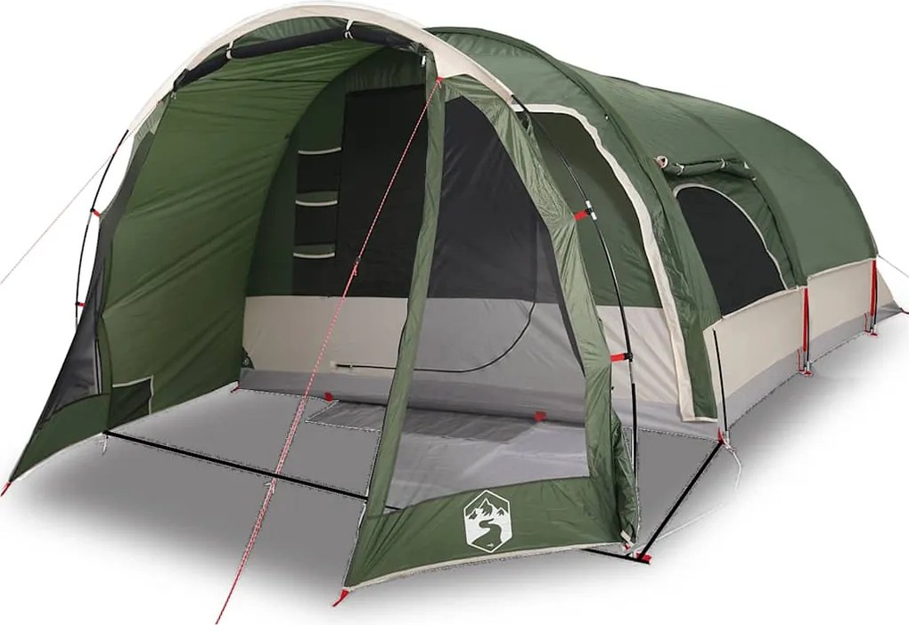 vidaXL Cort de familie tunel pentru 8 persoane, verde, impermeabil