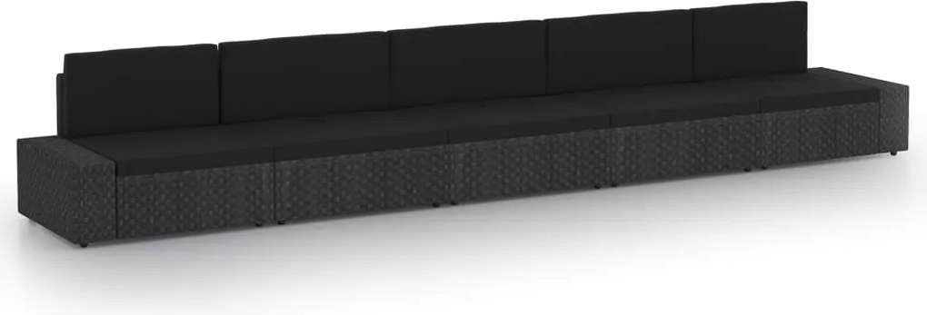 vidaXL Set mobilier de grădină, 5 piese, negru, poliratan