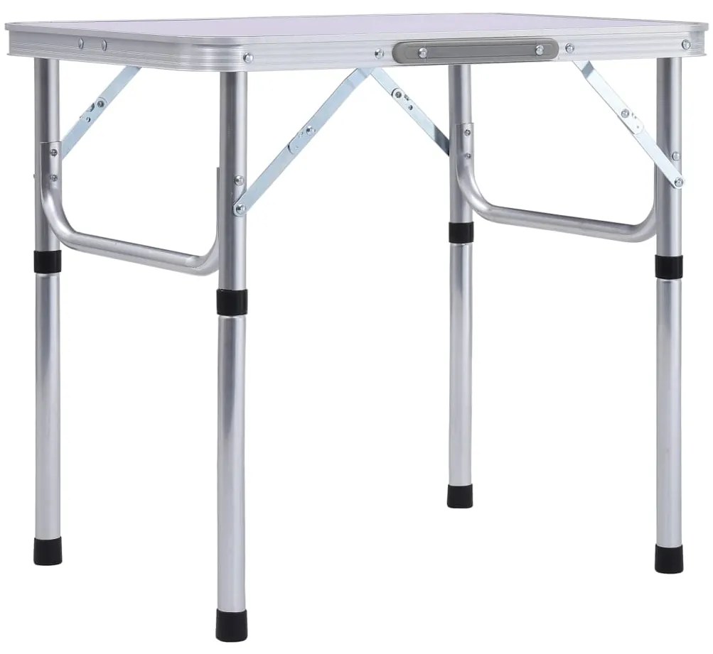 vidaXL Masă de camping pliabilă, alb, 60 x 45 cm, aluminiu