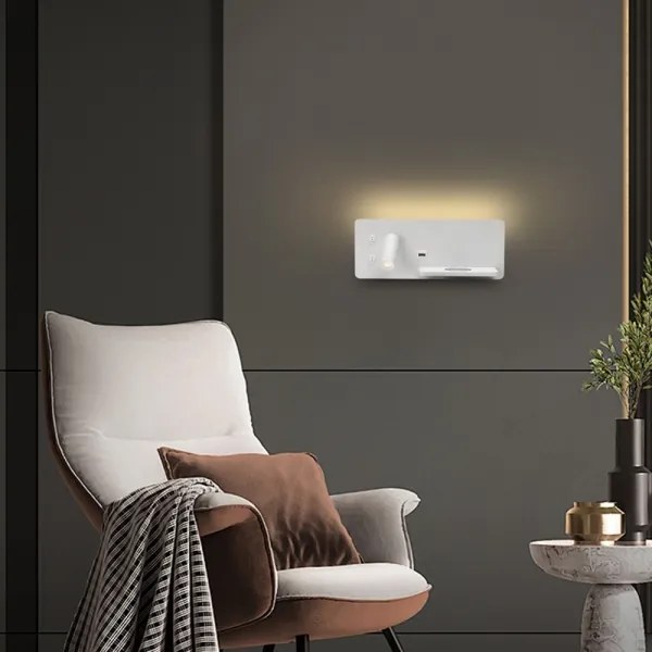 Immax 08285L-LED Aplica LED 3W cu senzor, USB și încărcare wireless, 230V