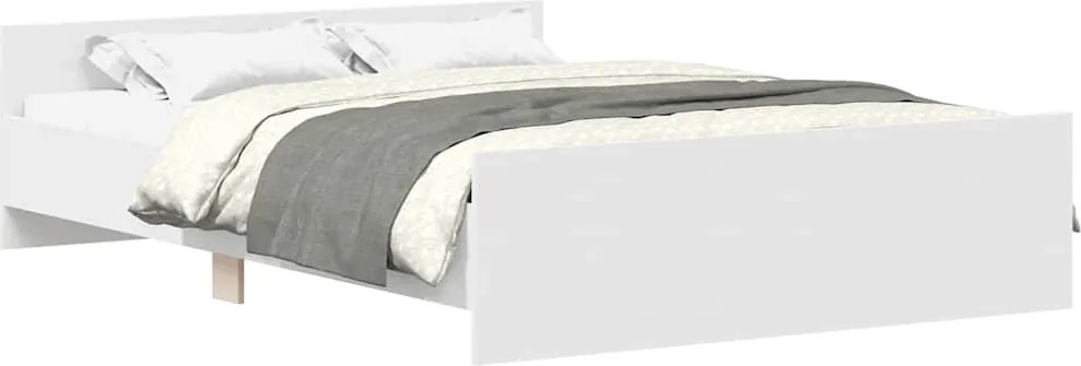 vidaXL Cadru de pat cu tăblie, alb, 150x200 cm