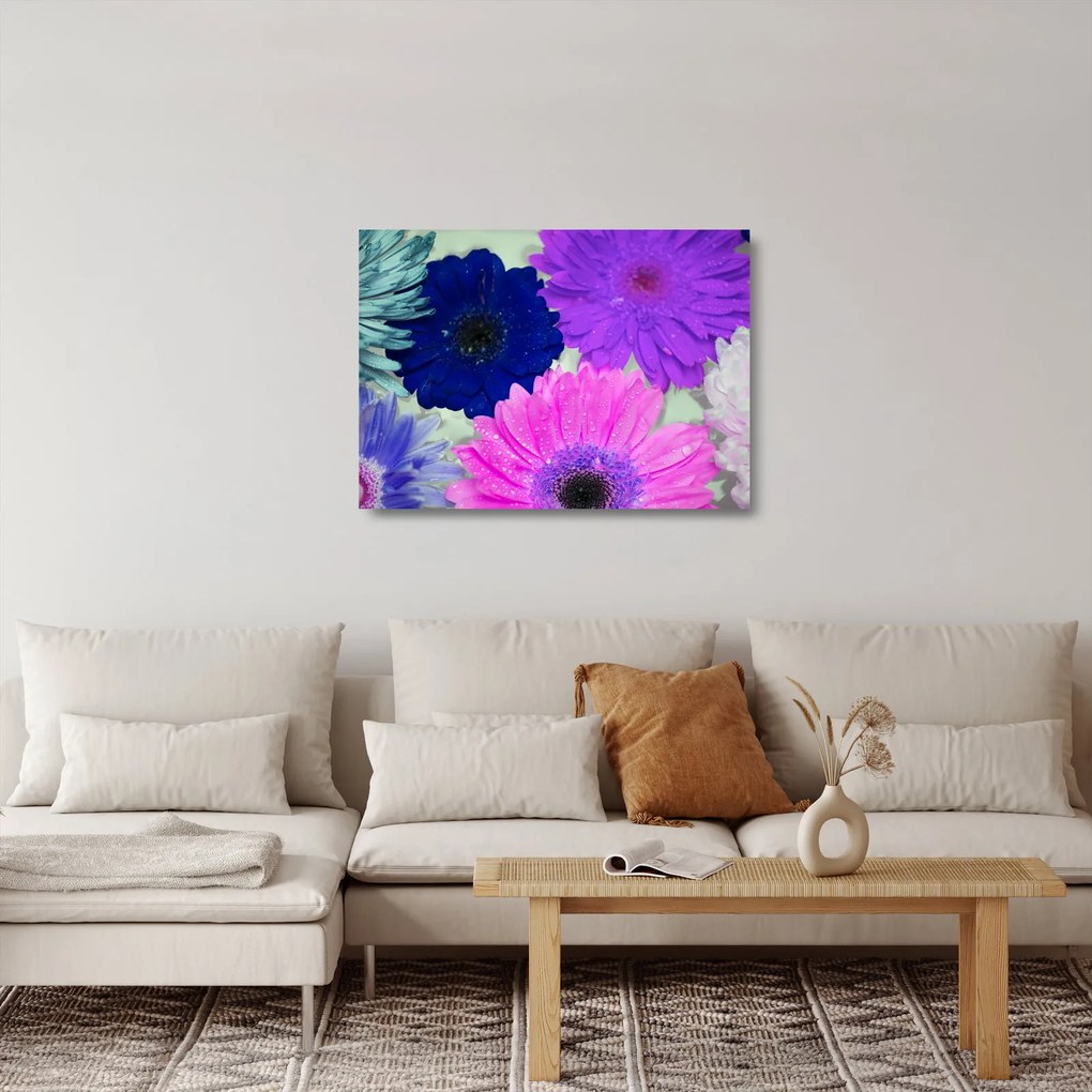 Tablou pe sticlă cu flori colorate (70x50 cm)