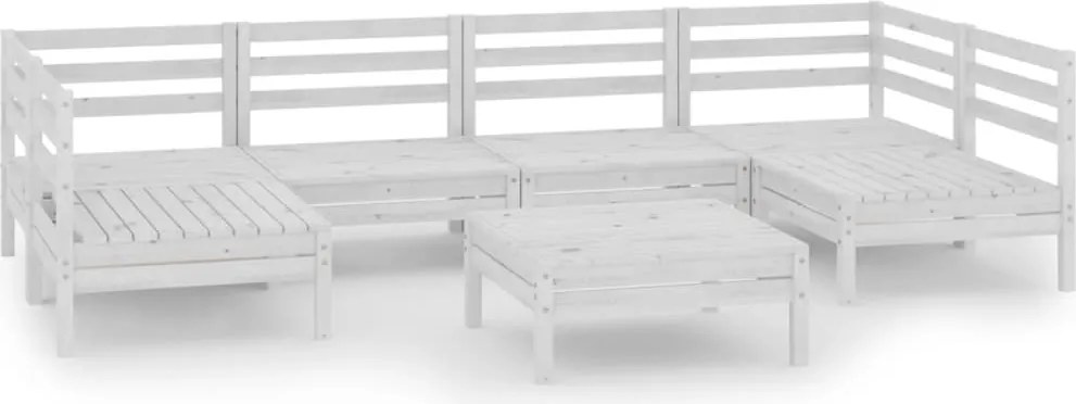vidaXL Set mobilier de grădină, 7 piese, alb, lemn masiv de pin