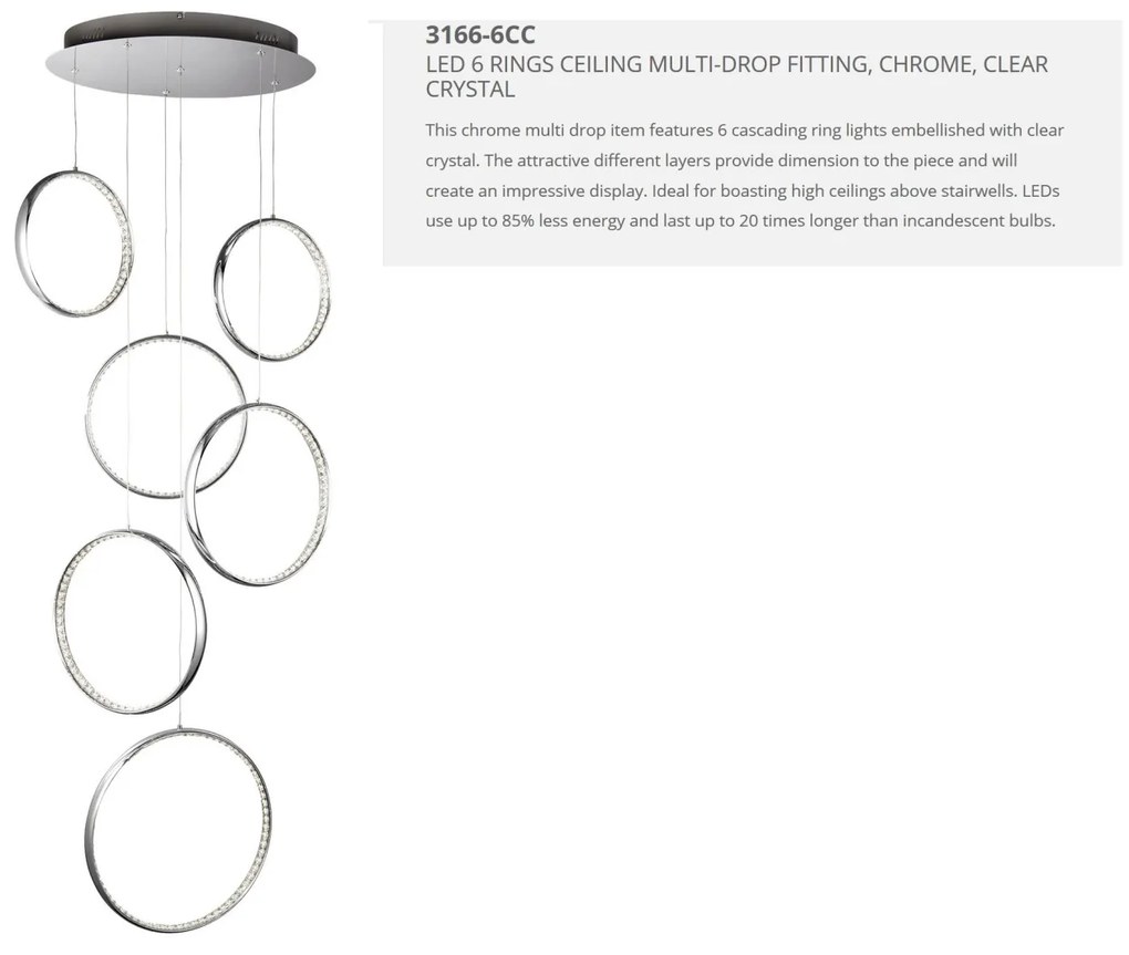 Lustra LED casa scarii design ultra-modern Rings 3166-6CC SRT