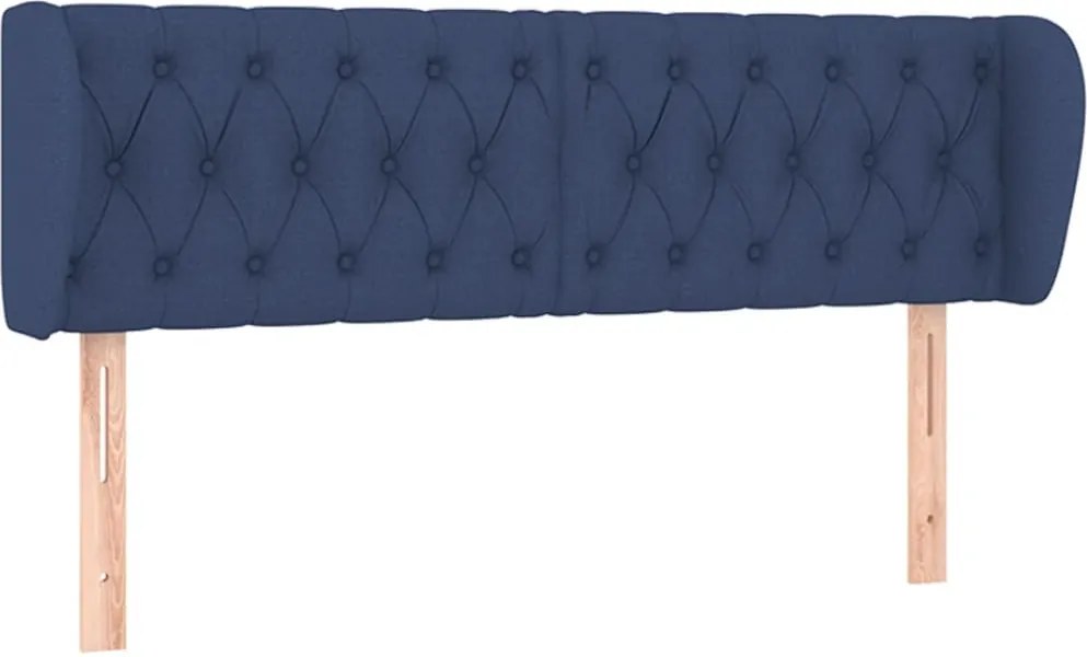 vidaXL Tăblie de pat cu aripioare, albastru, 163x23x78/88 cm textil