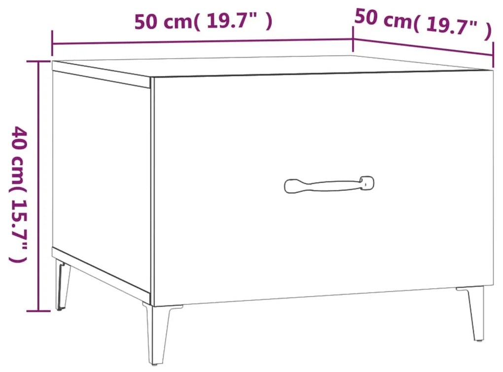 Masute cafea picioare metalice, 2 buc. stejar maro, 50x50x40 cm 2, Stejar brun