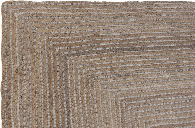 Covor din lână și iută împletit manual, maro natural, 200 x 290 cm, 2200 GSM, „Wool Jute Carpet Natural"