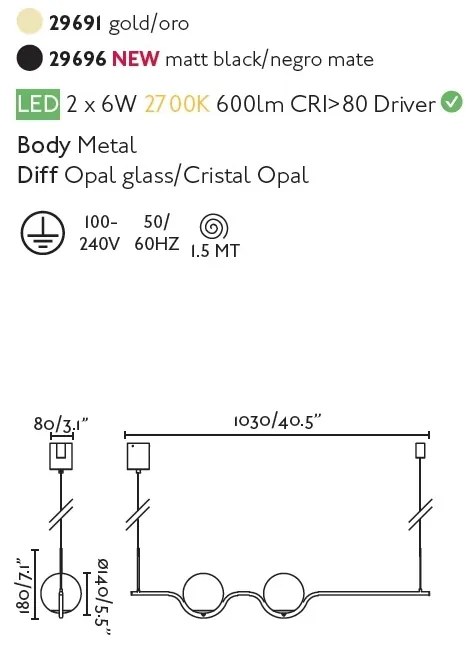 Lustra LED suspendata design modern LE VITA LED Gold 29691