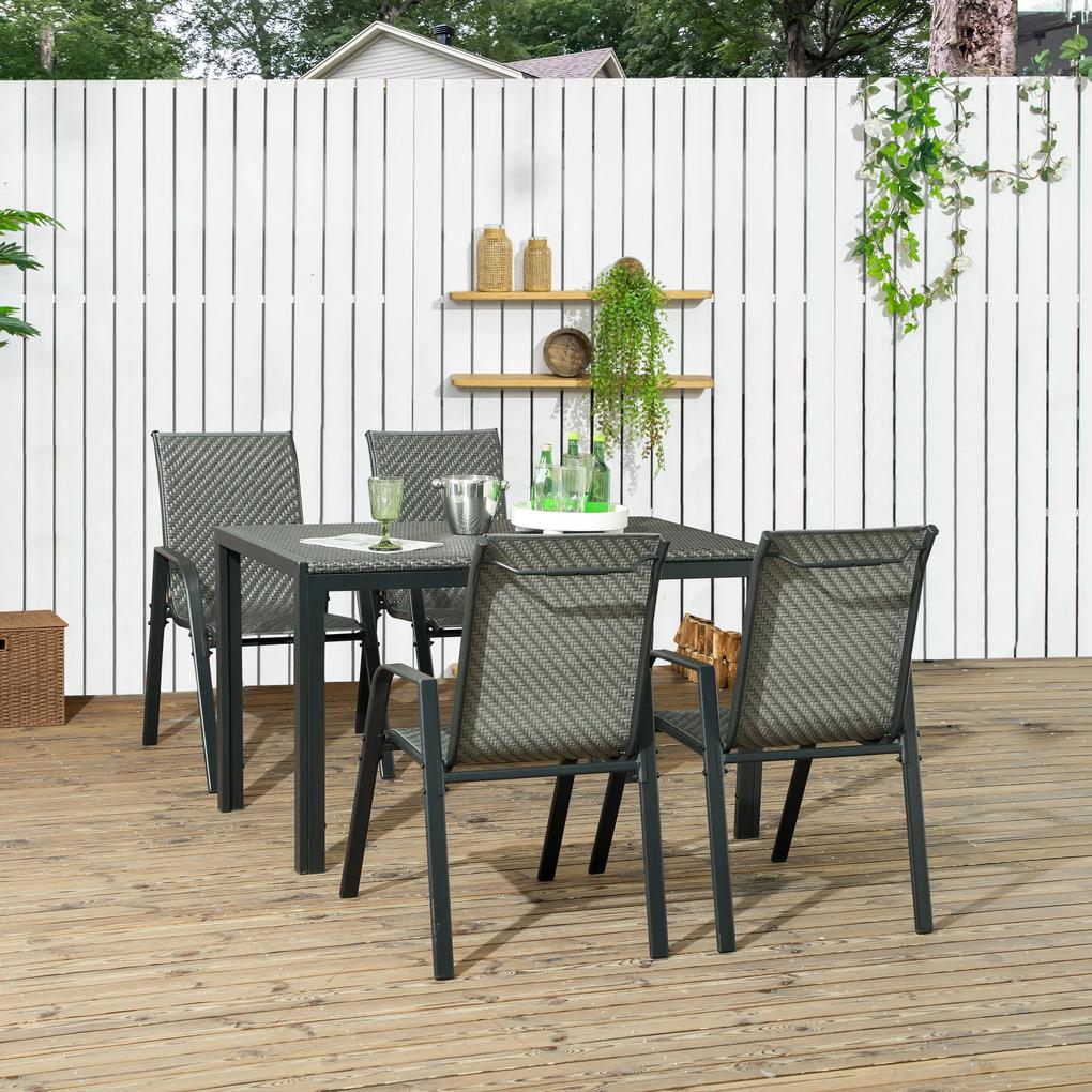 Set de mobilier de grădină din ratan Outsunny cu 4 locuri cu masă