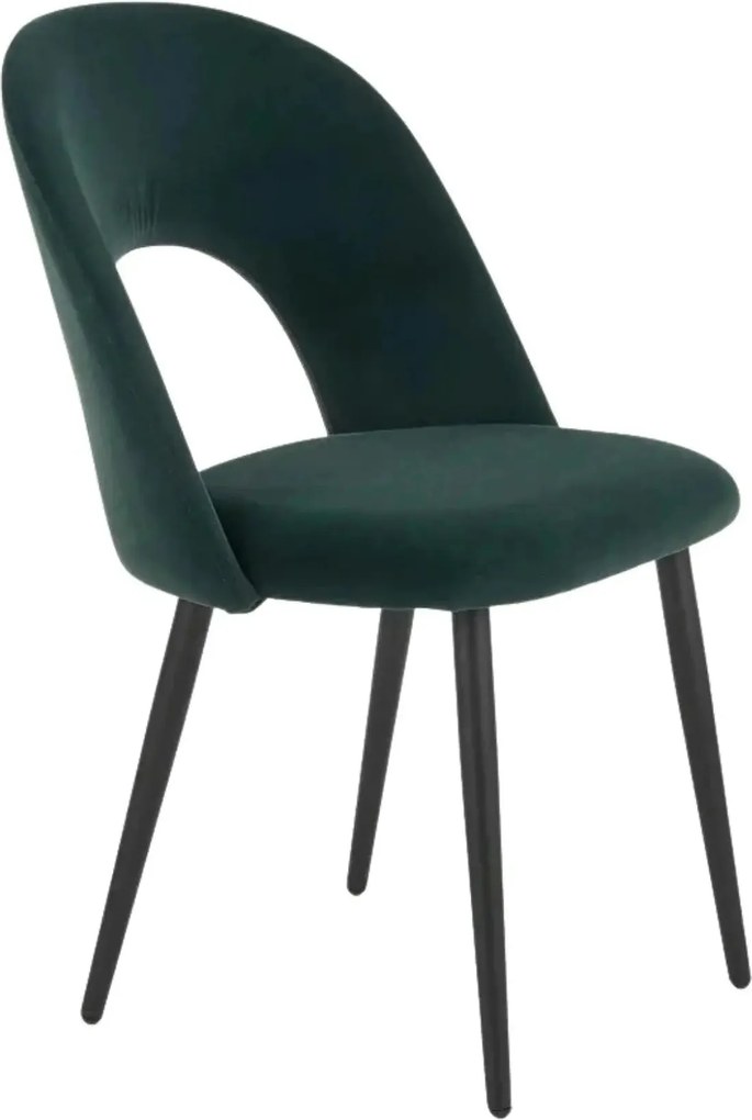 Scaun tapitat K384, verde/negru, stofa catifelata/metal, 54x57x84 cm