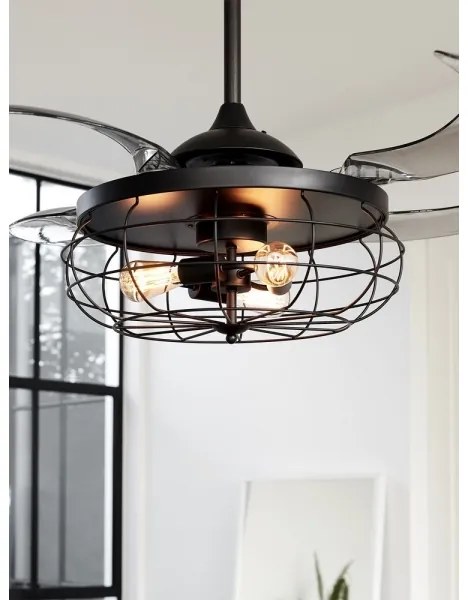 Ventilator LED de tavan FANAWAY 212920 INDUSTRI 3xE27/4W/230V negru + telecomandă