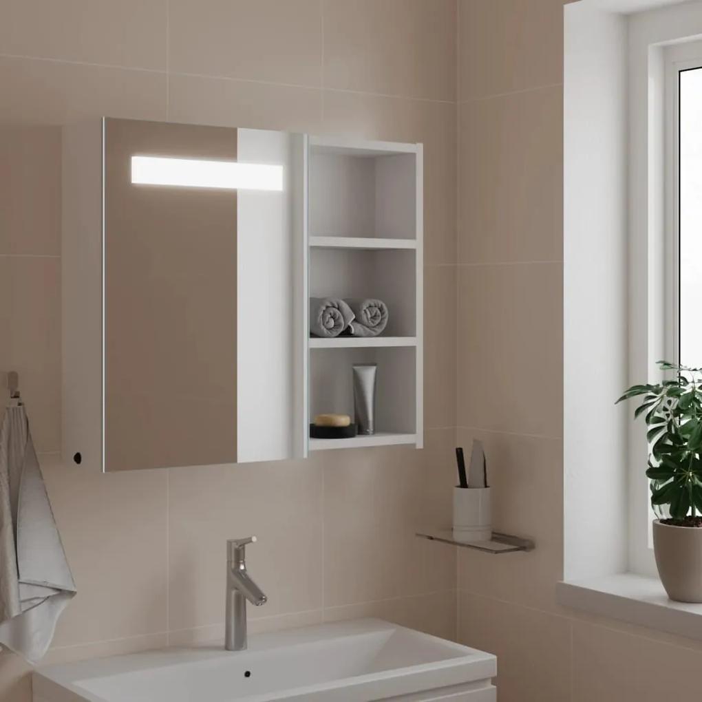357969 vidaXL Dulap cu oglindă de baie cu lumină LED, alb, 60x13x52 cm