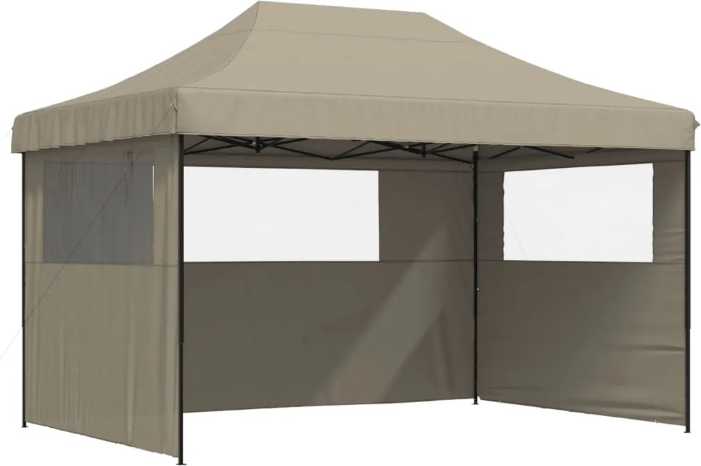 vidaXL Cort pliabil pentru petreceri cu 3 pereți laterali, gri taupe