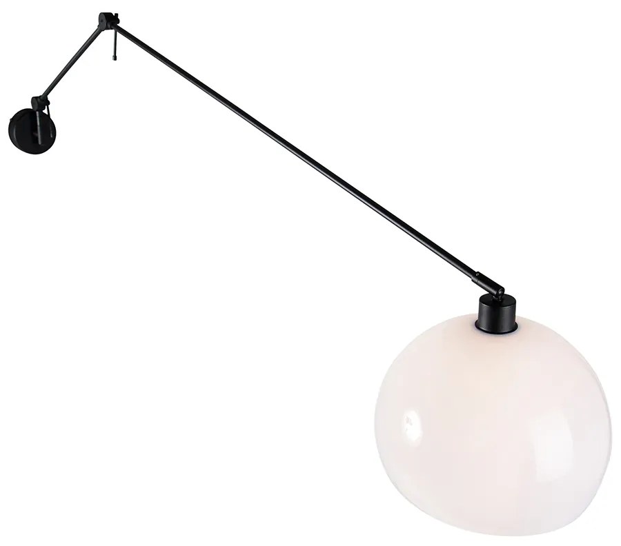 Aplică neagră cu abajur alb 30 cm reglabilă - Blitz