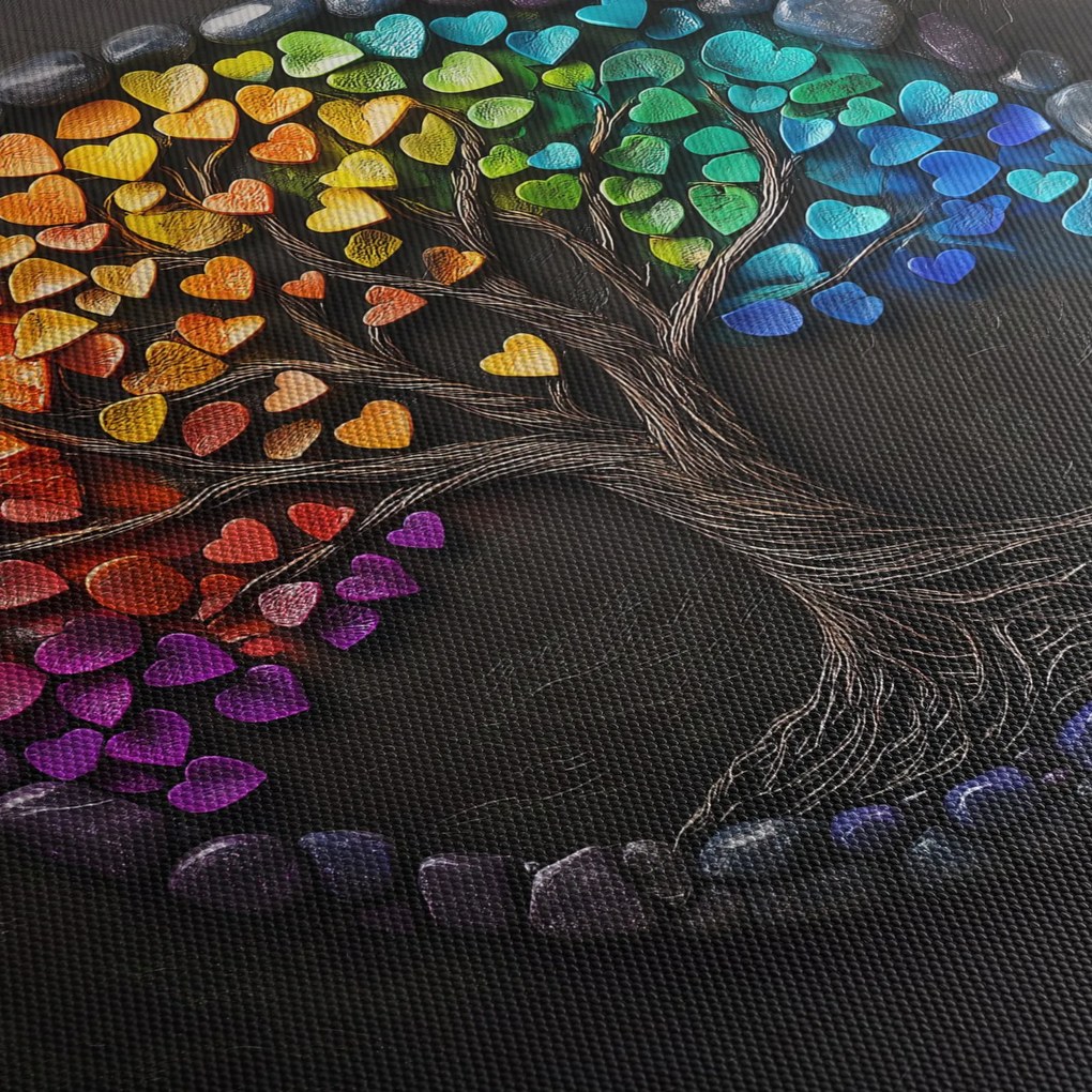 Tablou – Arbore plin de inimi colorate (150x105 cm)