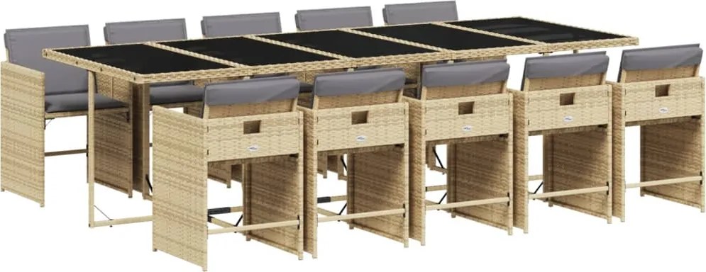 vidaXL Set mobilier grădină cu perne, 11 piese bej combinat poliratan