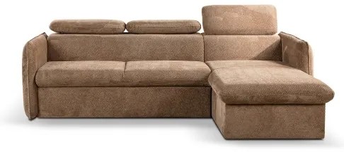 Canapea colțar extensibilă în L BEJA, bej, cu spațiu de depozitare, dreapta