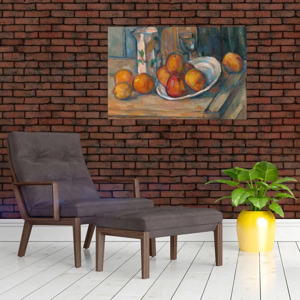 Tablou - Paul Cézanne, Still Life with Milk Jug and Fruit, reproducere (90x60 cm)