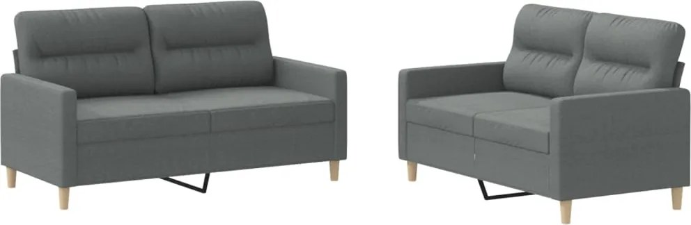 vidaXL Set de canapele cu perne, 2 piese, gri închis, textil