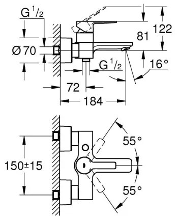GROHE 33849001 - Baterie pentru cadă LINEARE DN 15, crom lucios
