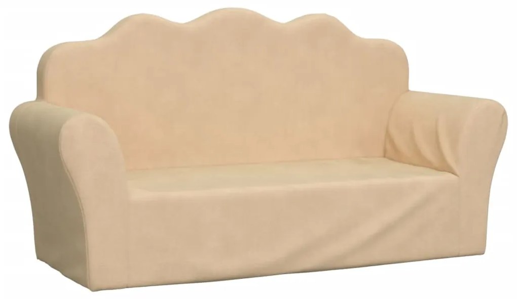 341866 vidaXL Canapea pentru copii cu 2 locuri, crem, pluș moale