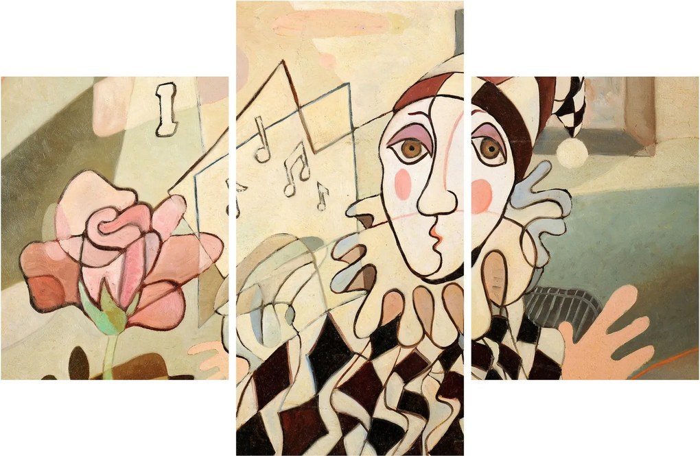 Tablou - Cubismul - arlechin și trandafir (90x60 cm)