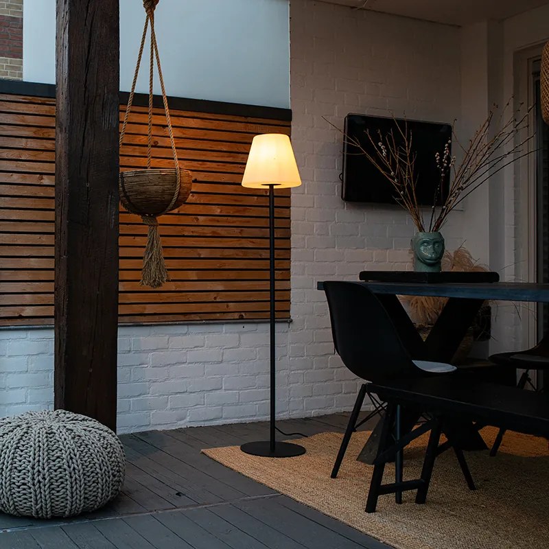 Lampă de podea pentru exterior neagră cu abajur alb IP65 25 cm - Virginia