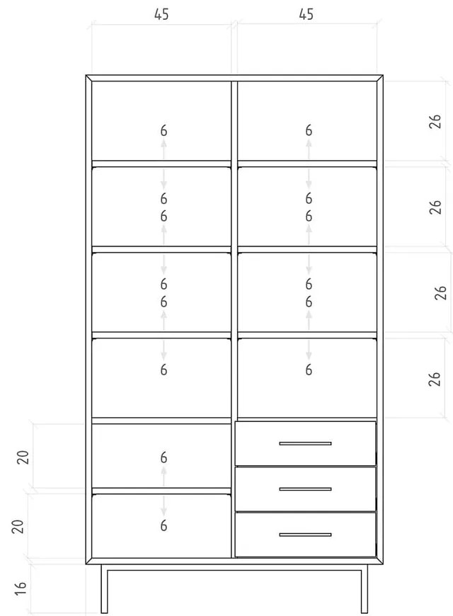 Bibliotecă din lemn de stejar 97x176 cm Abies – The Beds