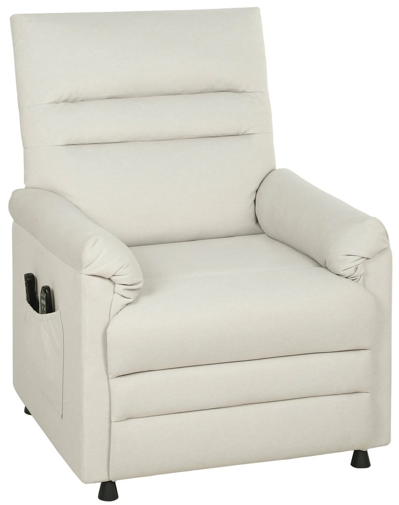 HOMCOM Fotoliu relax electric masaj și încălzire, fotoliu inclinabil, suport pentru picioare, motor silențios, 82x99x106cm, crem | Aosom Romania