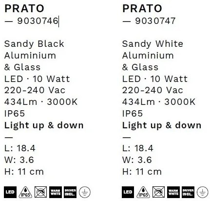 Aplica LED iluminat exterior ambiental, IP65, PRATO alb