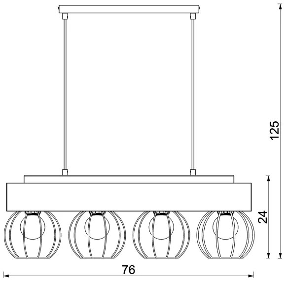 Lustră pe cablu MENTON 4xE27/15W/230V negru/maro