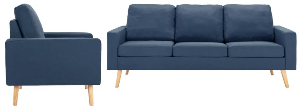 vidaXL Set de canapele, 2 piese, albastru, material textil