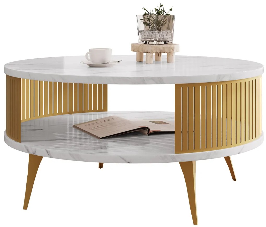Măsuță de cafea Mezanoa Gold (auriu + Alb arctic) . 1103727