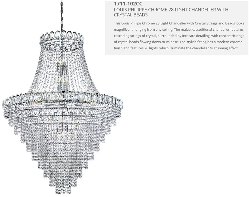 Lustra cristal casa scarii design LUX Louis Philippe 28L 1711-102CC SRT