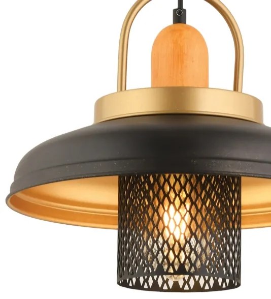 Lustră suspendată MONZA 1xE27/40W/230V, diam. 32 cm, negru/auriu