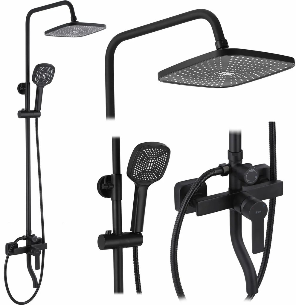 Baterie pentru dus Argus negru mat