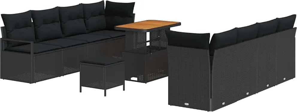 vidaXL Set de canapele pentru grădină cu pernă Negru 90 x 55 x 71 cm