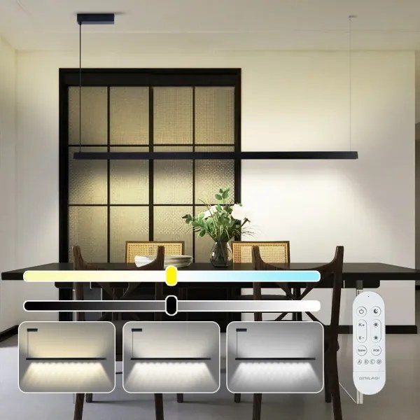 Immax NEO 07308L-LED Lustru suspendat pe cablu MADEIRA, reglabil, 44W/230V, Wi-Fi Tuya, 202 cm, negru