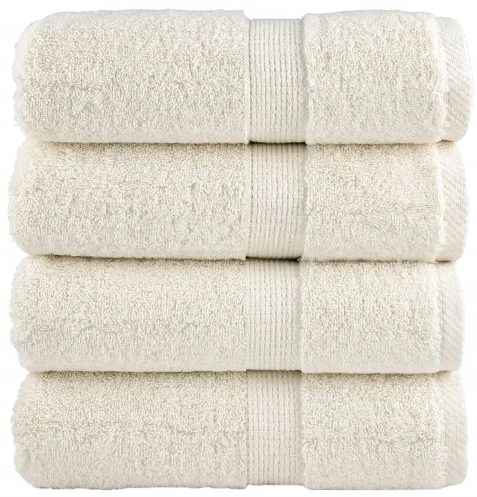 vidaXL Prosoape oaspeți premium SOLUND 4 buc. crem 30x50 cm 600 gsm