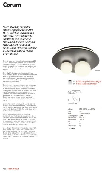 Redo 01-2466 - Plafonieră LED CORUM/48W/230V 3000K CRI 90 neagră