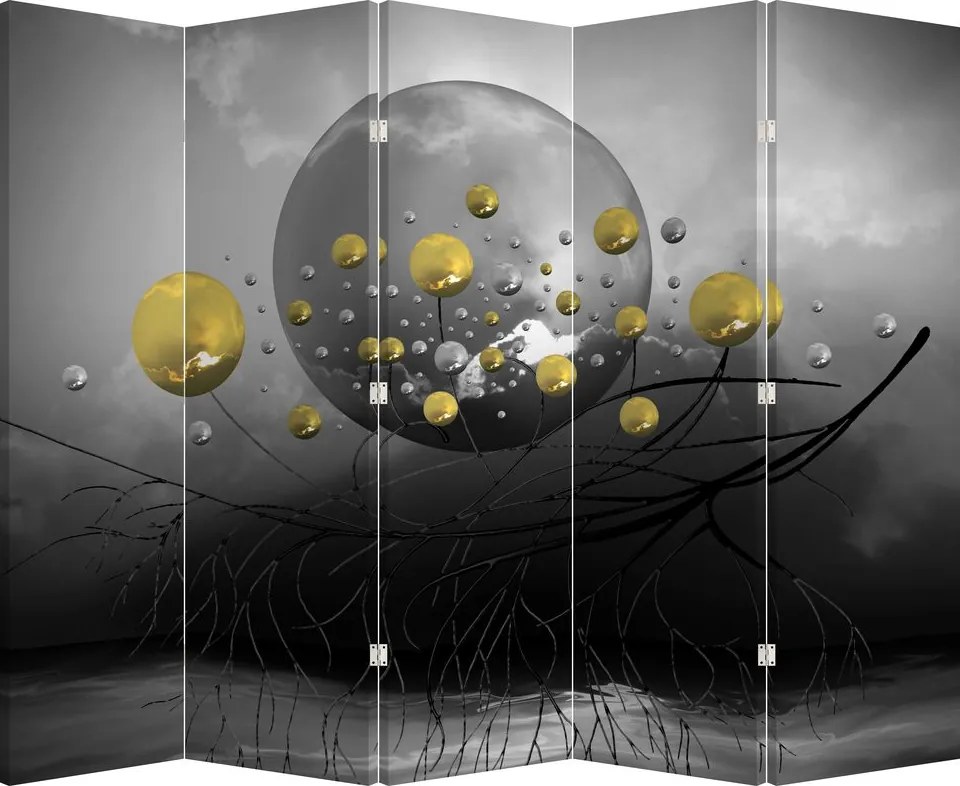 Paravan - Bile abstracte aurii (210x170 cm)
