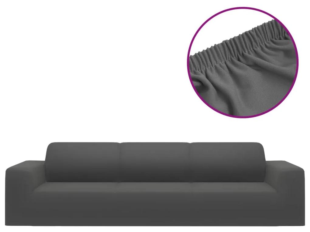 Husa elastica pentru canapea 4 locuri poliester jersey antracit 1, Antracit, 4 locuri