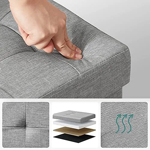 Bancheta cu spatiu depozitare, textil / MDF, gri, Songmics, LSF77G