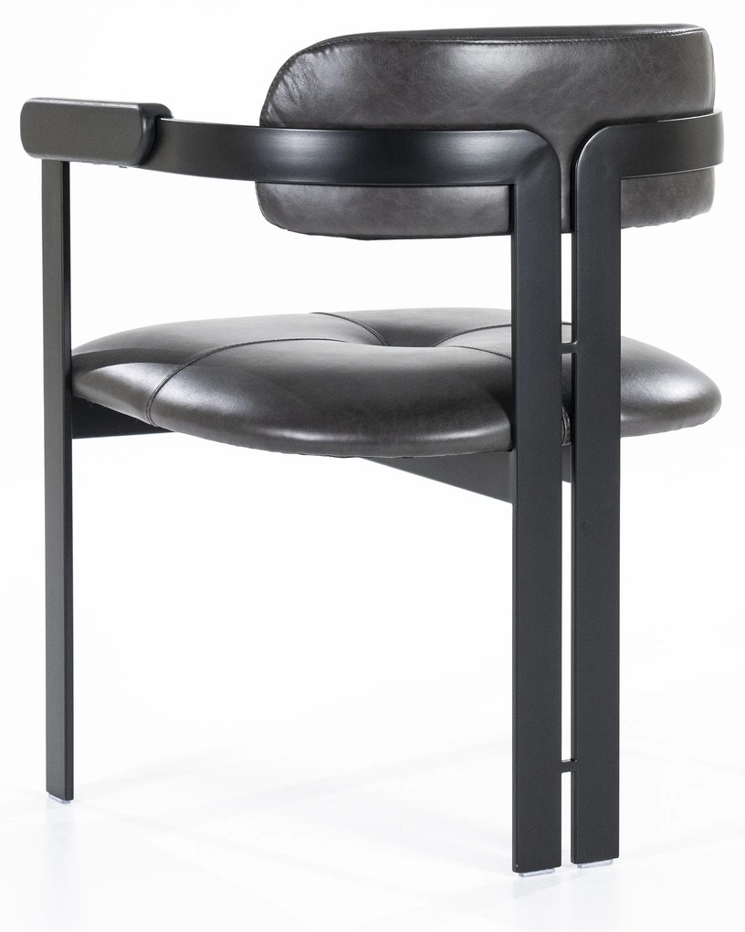 Scaun Morris din piele si metal negru