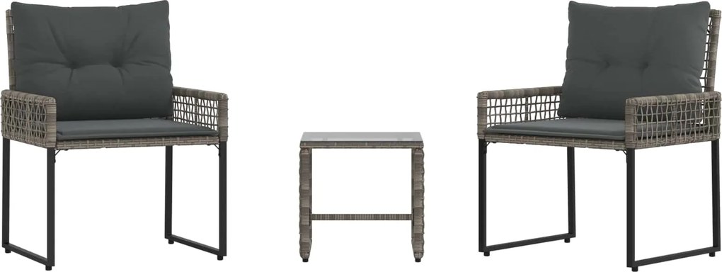 vidaXL Set de Mobilier pentru Exterior cu pernă 3 pcs Gri
