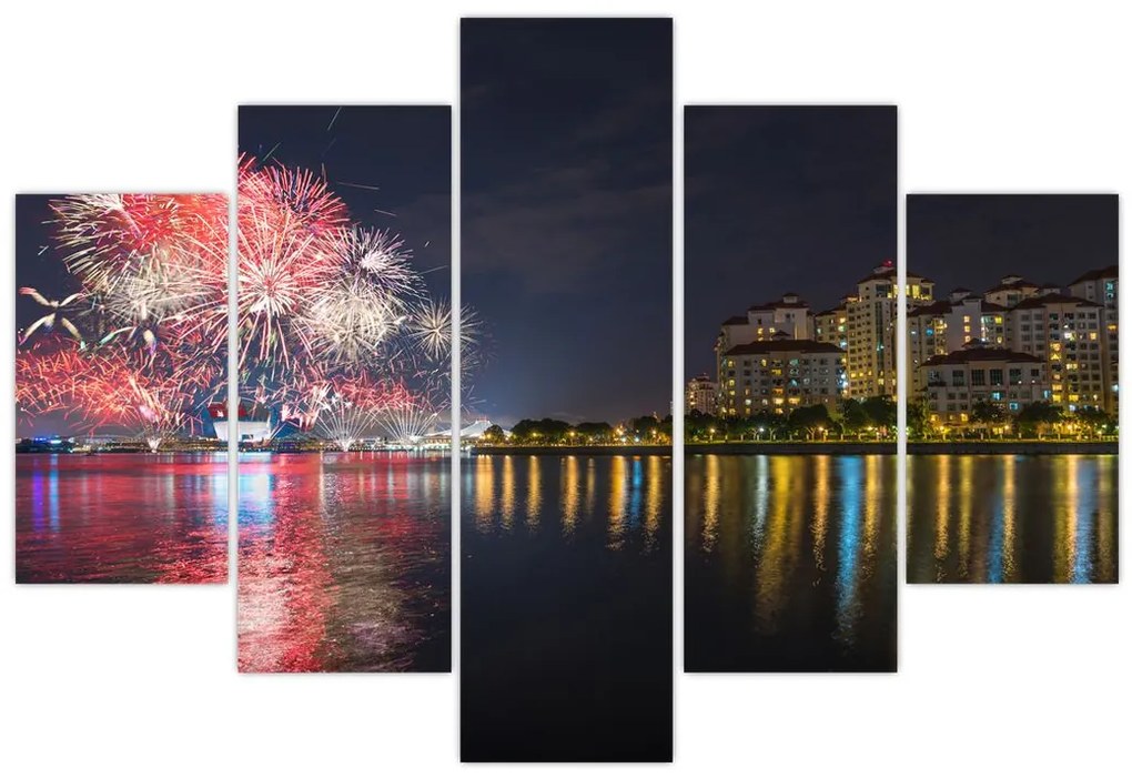 Tablou cu artificii in Singapur (150x105 cm)